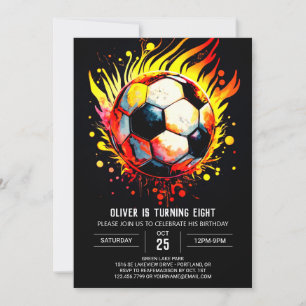 Modern Fotboll, utskrivbar Barns födelsedag Inbjudningar