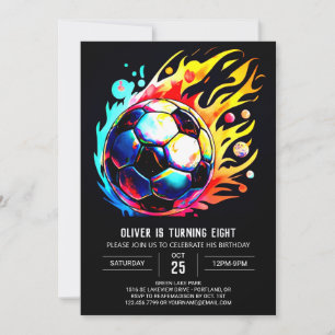 Modern fotbolls-Kids Editable Birthday Inbjudningar
