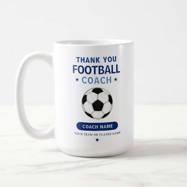 Modern fotbollslag spelare tränare kaffemugg (Vänster)