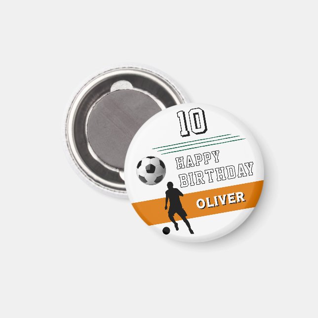 Modern fotbollsspelare Silhouette Grattis på födel Magnet (Front/Back)