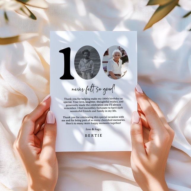 Modern Foto 100-årsdag Tack Kort (Skapare uppladdad)