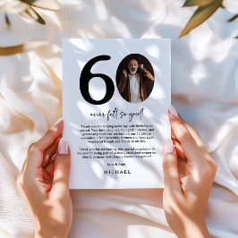 Modern Foto 60-årsdag Tack Kort