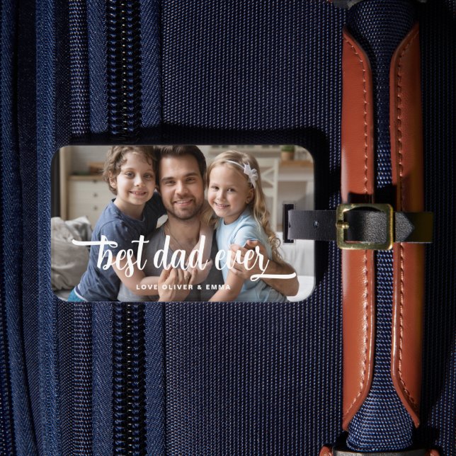 Modern Foto Bästa Pappa Någonsin  Bagagebricka (Framsida Insitu 4)