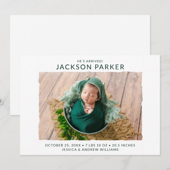 Modern foto Birth Meddelande (Fram/baksida)