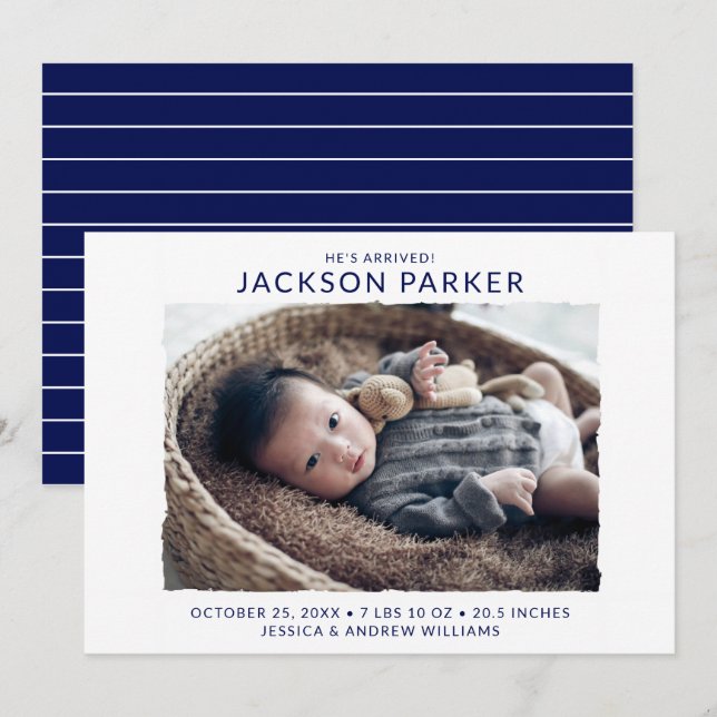 Modern foto Birth Meddelande (Fram/baksida)