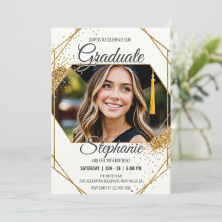 Modern foto Birthday Studenten Sparkling Ram Inbjudningar