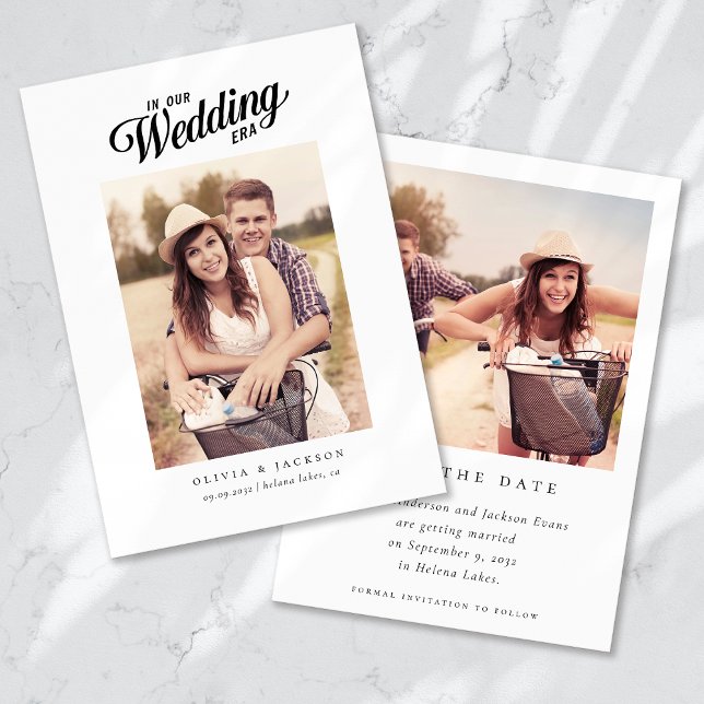 Modern foto Bröllop i Calligraphy Script Spara Datumet (Skapare uppladdad)