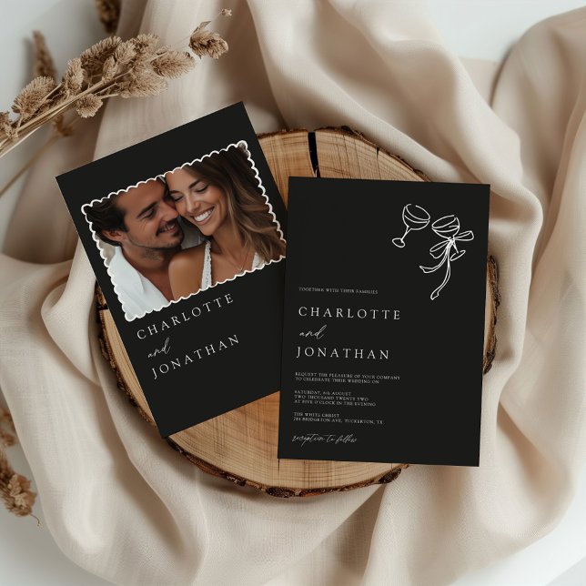 Modern foto Bröllop i Hand plockade Scribble Inbjudningar (Skapare uppladdad)