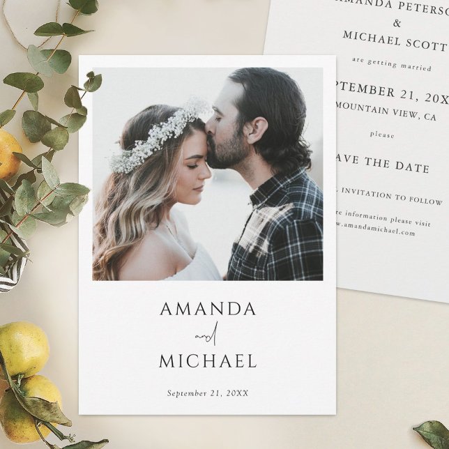 Modern foto Bröllop med enkel Elegant Spara Datumet (Skapare uppladdad)