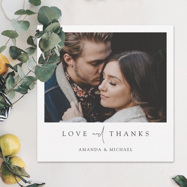 Modern foto Bröllop med enkel Elegant Tack Kort (Skapare uppladdad)
