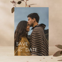 Modern foto bröllop & minimalistisk Save the Date