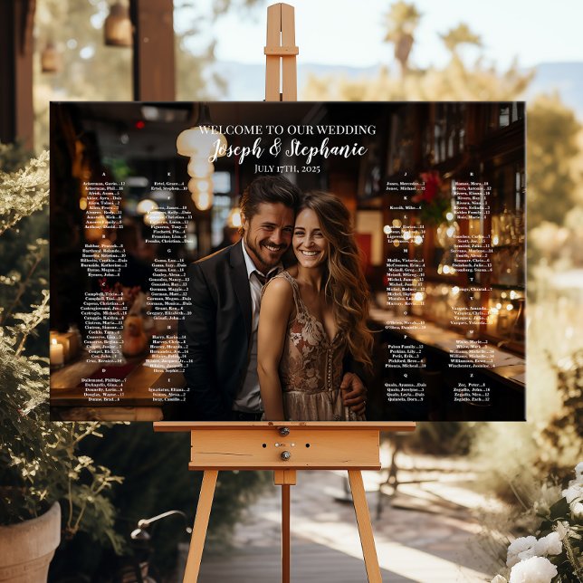 Modern foto-bröllop-sittplatskarta i alfabetisk or canvastryck (Skapare uppladdad)