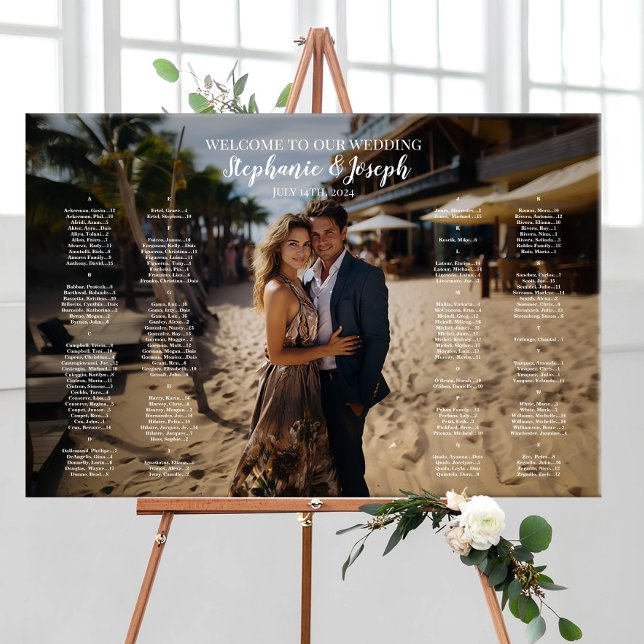Modern foto-bröllop-sittplatskarta i alfabetisk or poster (Skapare uppladdad)