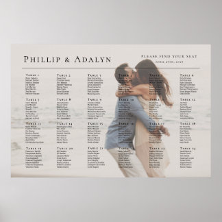 Modern foto bröllop-sittplatsplan, 24 bord poster