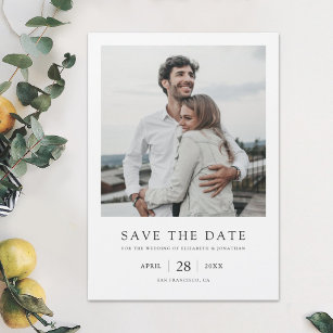 Modern foto Bröllop spara datum med enkel Elegant Magnetisk Inbjudningskort