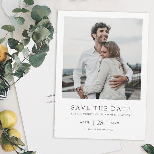 Modern foto Bröllop spara datum med enkel Elegant Spara Datumet