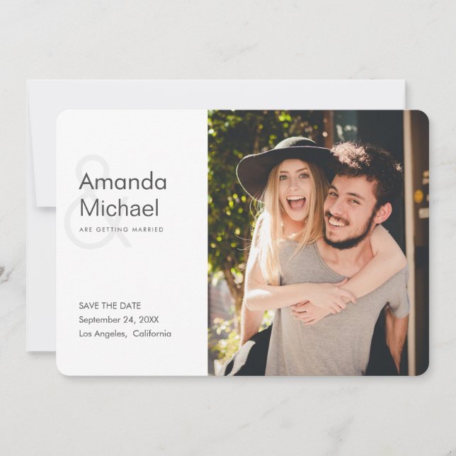 Modern foto Bröllop spara datum med enkel Snyggt Spara Datumet (Framsida)