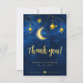 Modern Foto Celestial Midnightblå Guld Tack Kort