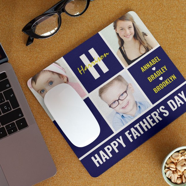 Modern foto Collage 'Best Pappa någonsin'-musknapp Musmatta (Skapare uppladdad)