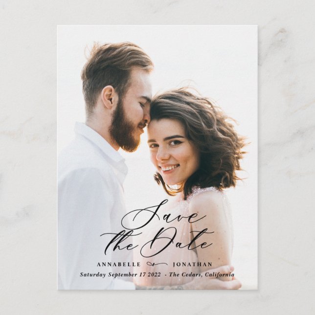 Modern foto elegant script vattenfärg botanisk   meddelande vykort (Framsida)