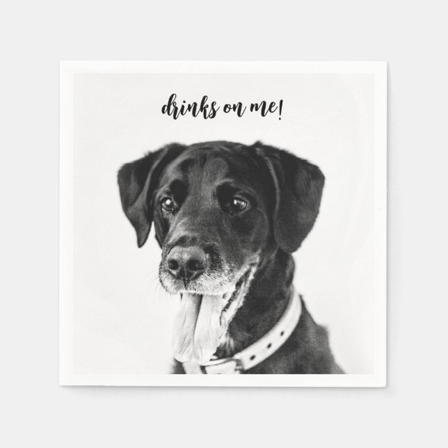 Modern Foto Elegant Tack Hund Bröllop Pappersservett (Framsidan)