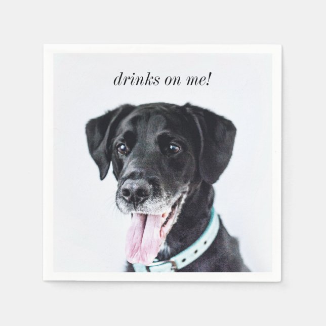 Modern Foto Elegant Tack Hund Bröllop Pappersservett (Framsidan)