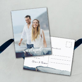 Modern foto Elopement-meddelande om marint blått G Vykort