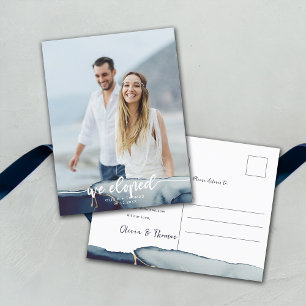 Modern foto Elopement-meddelande om marint blått G Vykort