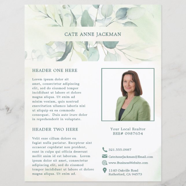 Modern Foto Eukalyptus Elegant Rustik Flyer (Framsida)