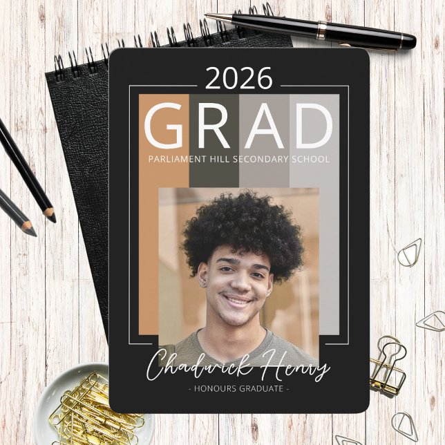 Modern Foto Examen Färgblock Klass 2026 Inbjudningar (Modern Colour Block Photo Graduation Announcement and Invitation)