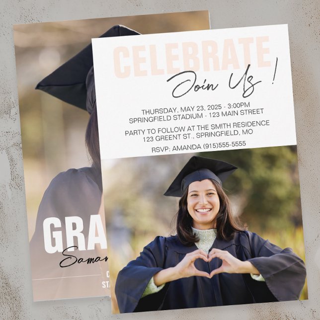Modern Foto-Examen  Inbjudningar (Modern Graduation Invitation)