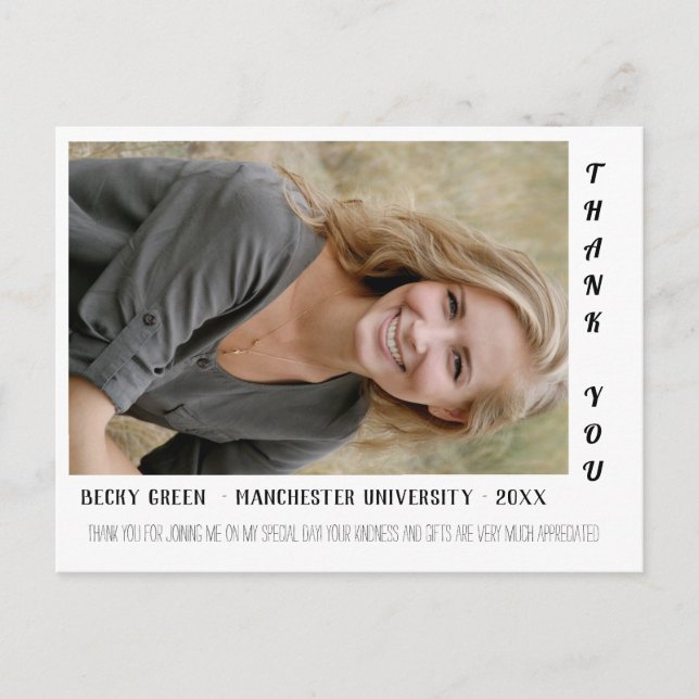 Modern Foto  Examens Tacksamhets Korthäfte Vykort (Framsida)