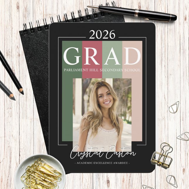Modern Foto Examensklass 2026 Inbjudningar (Modern Color Block Graduation Invitation)