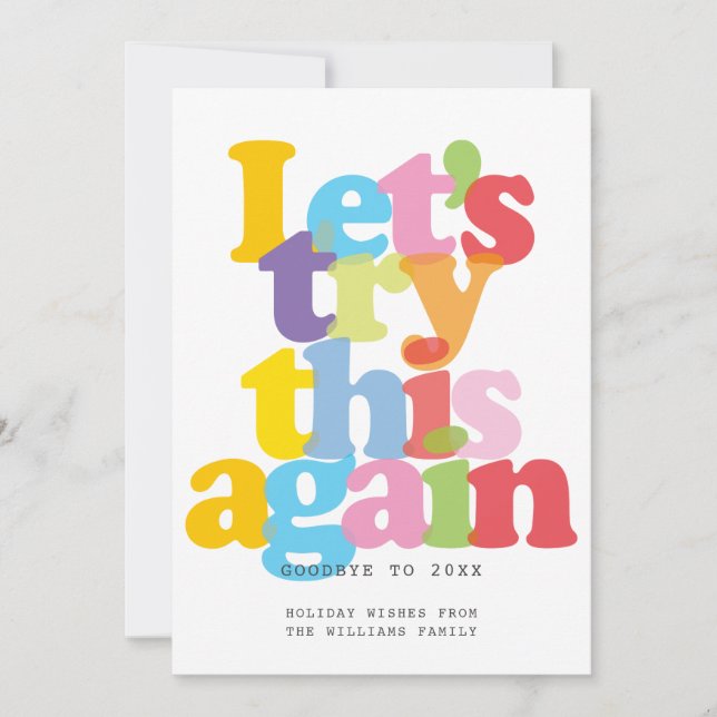 Modern Foto Färgrik Låt oss försöka igen  Julkort (Framsida)