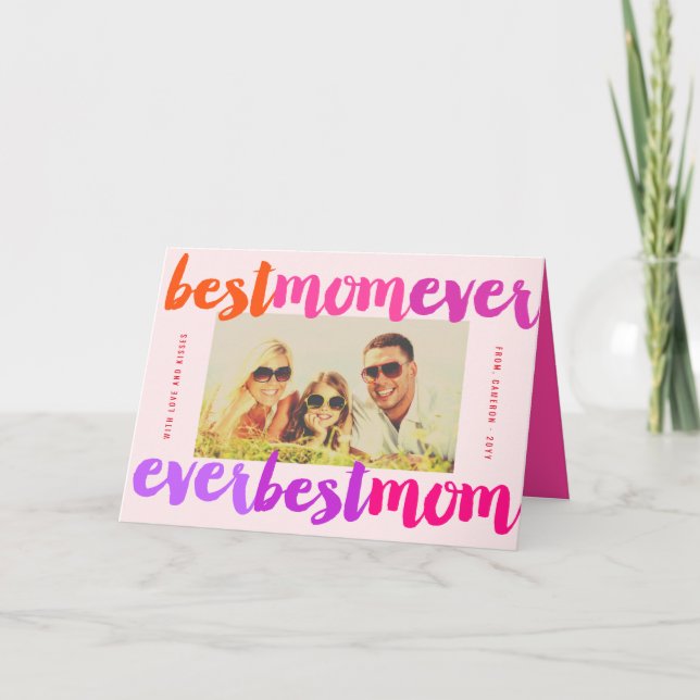 Modern foto för bästa Mamma någonsin med Rosa-fets Kort (Framsida)
