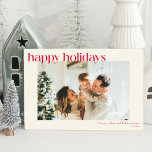 Modern foto för Cute Simple Red Glad helg Anpassni Julkort<br><div class="desc">Cute Simple Red Glad helg Modern Anpassningsbar Photo Helgdag Card</div>