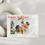 Modern foto för Cute Simple Red Glad helg Anpassni Julkort<br><div class="desc">Cute Simple Red Glad helg Modern Anpassningsbar Photo Helgdag Card</div>
