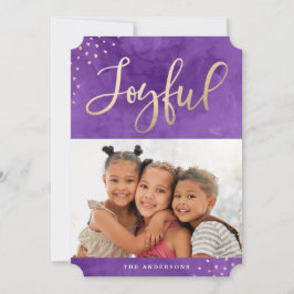 Modern foto för Glatta vattenfärgen Guld Lila Julkort