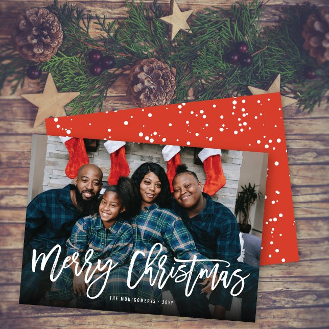Modern foto för god jul-penselkalligrafi julkort (Skapare uppladdad)