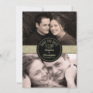 Modern foto för Guld Glitter & Black Spara datum Datumet