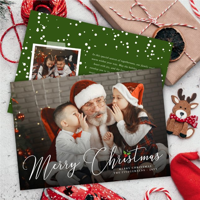 Modern foto för handskriftsskript i god jul julkort (Skapare uppladdad)