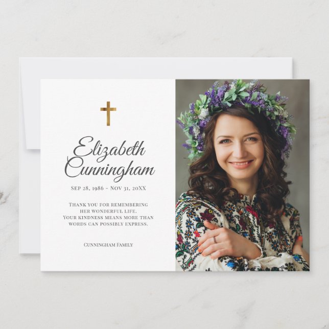 Modern foto för minnesfunktionalitet, enkelt Moder Tack Kort (Framsida)