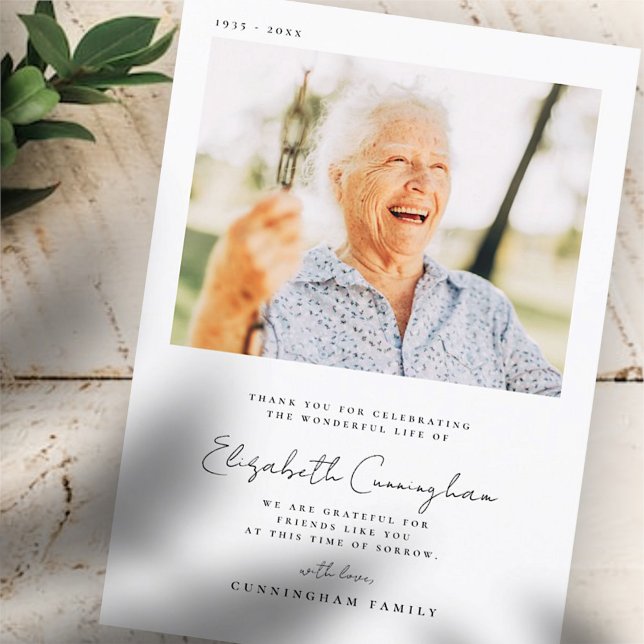 Modern foto för minnesfunktionell Elegant - enkel  Tack Kort (Skapare uppladdad)