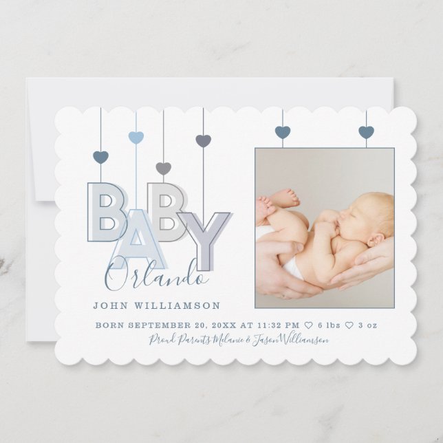 Modern foto för nyfödd Pojke i Baby Meddelande (Framsida)