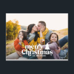 Modern foto för Retro-typografi Helg Vykort<br><div class="desc">Retro-typografi,  moderna fotojulklappar. Färg för text och bakgrund kan anpassas. Del av en samling</div>