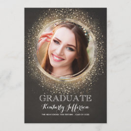 Modern foto från guld i Glitter Glamor i Studenten Inbjudningar