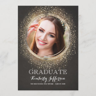 Modern foto från guld i Glitter Glamor i Studenten Inbjudningar