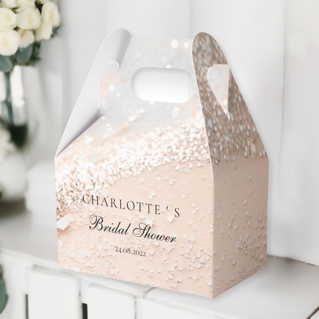 Modern, Foto, Glitter Bröllopsfest  Presentaskar (Modern, Glitter Bridal Shower Favor Boxes with your name & date.)