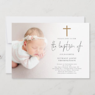 Modern foto Guld Glitter Kor-baptism i Inbjudningar