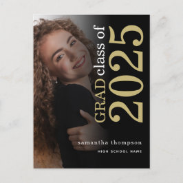 Modern Foto Guld Svart 2023 Examen Meddelande Vykort